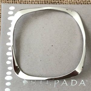 Silpada Sterling Silver .925 Hip to Be Square Wavy Bangle Bracelet